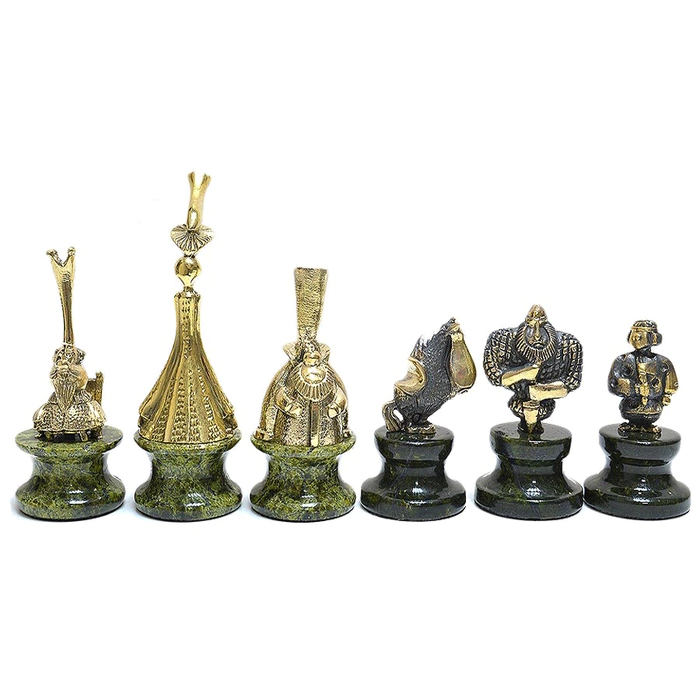 Chess made of serpentine and dolerite "Russian style"